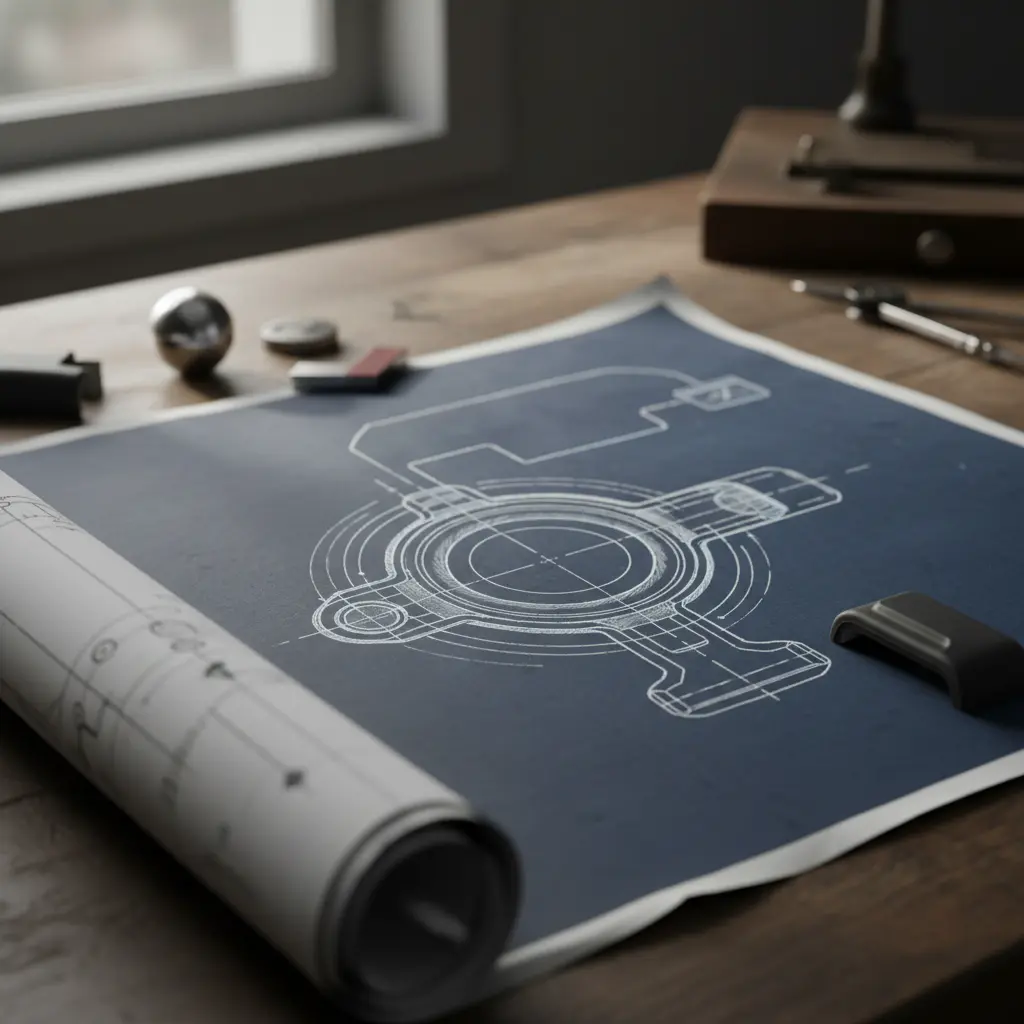 Early concept blueprint of magnetic mount