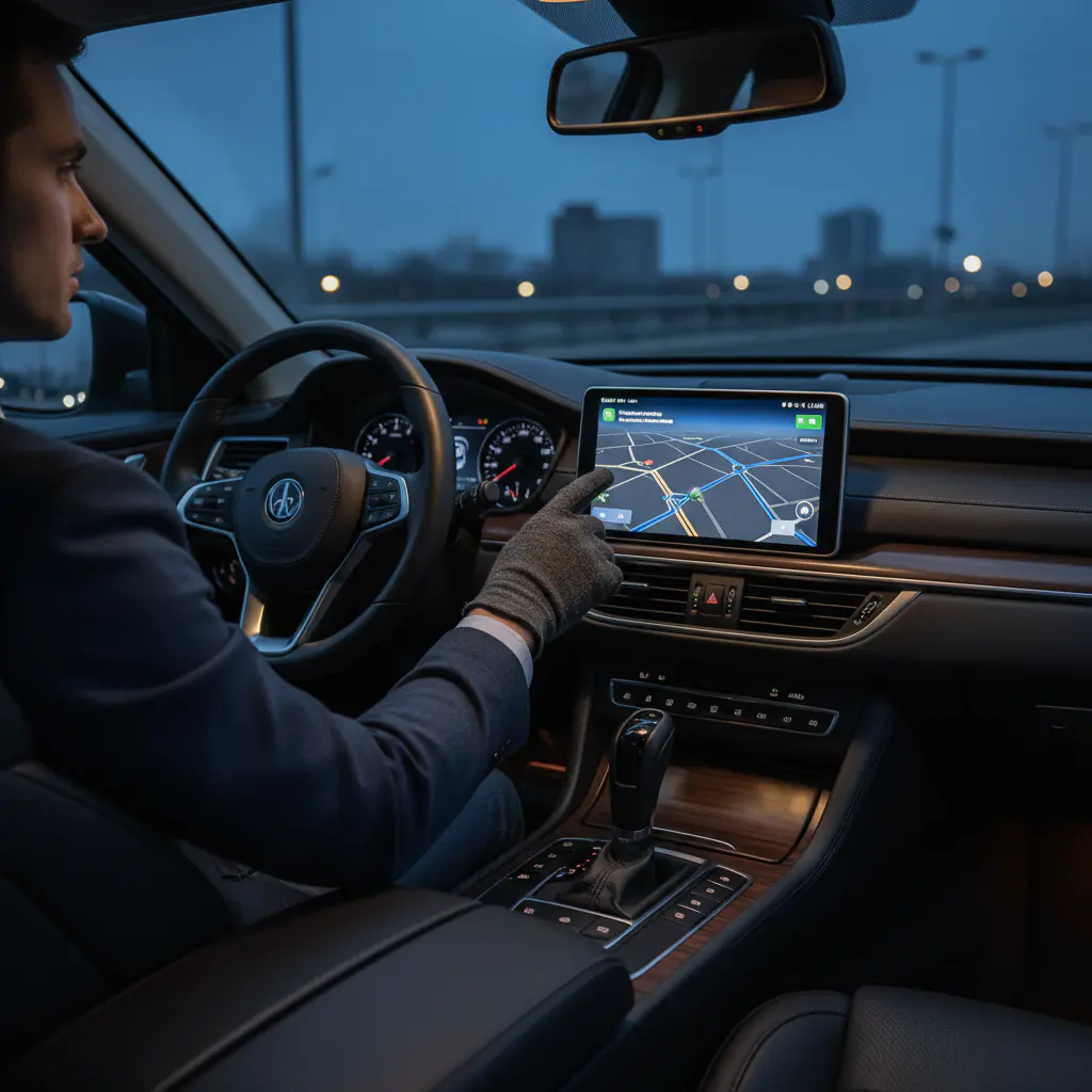 Driver safely using a mounted phone for navigation