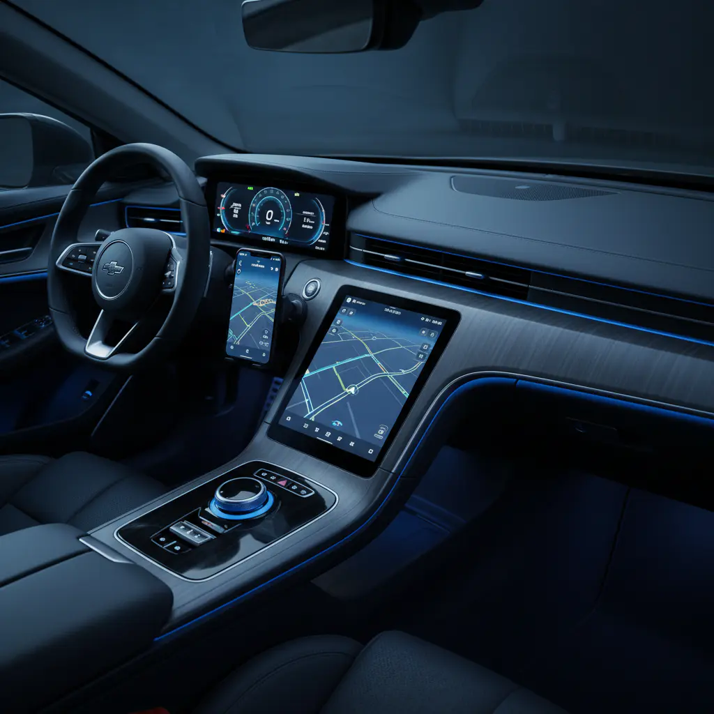 Smartphone securely mounted on car dashboard