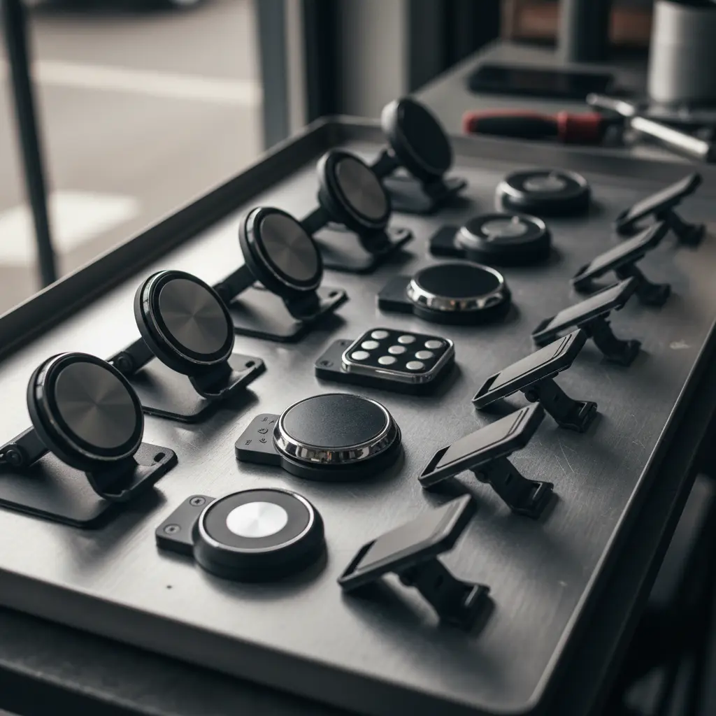 Sleek magnetic car mounts on a dark surface